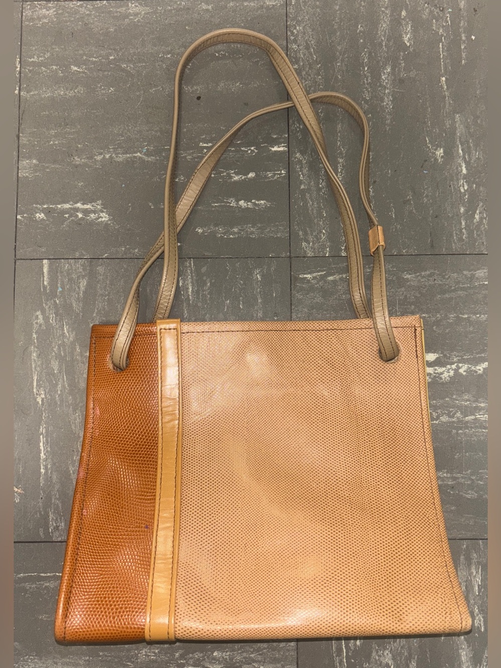 Vintage Hans Koch LTD Soho New York Women's 2 Tone Brown Leather Hand Bag